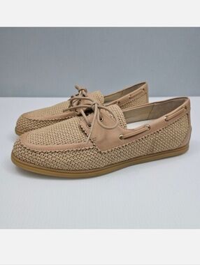 Dolce Vita Darsen Woven Loafer Women 8.5 Tan Raffia Lace Up Boat Shoe Casual NEW
